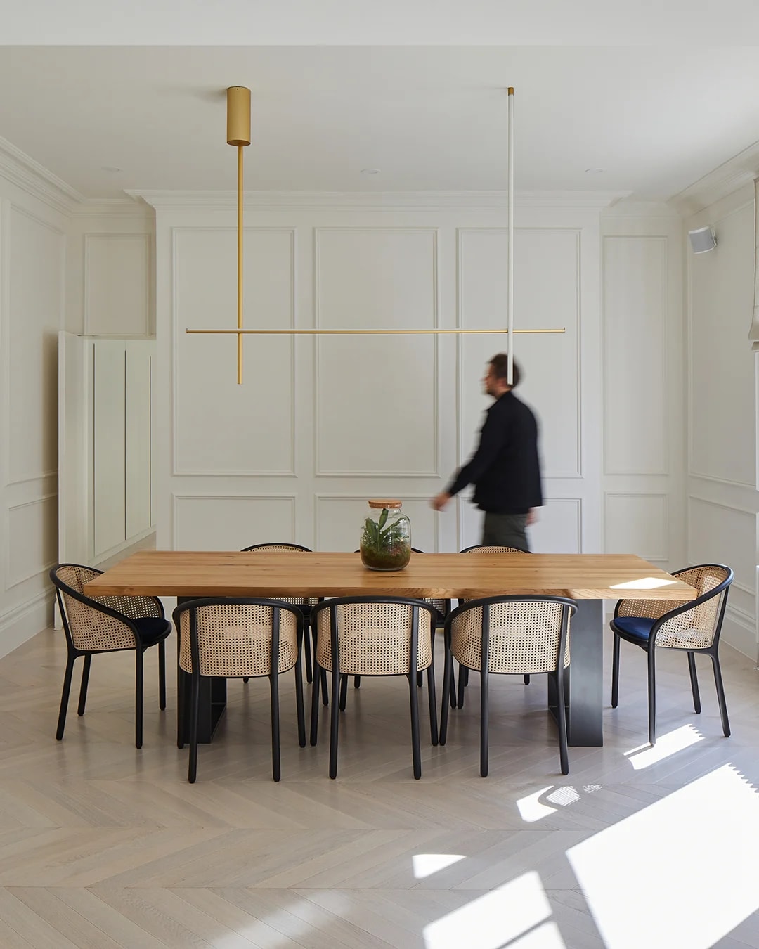 Havwoods Alabastro Chevron timber flooring installed in the dining room of an Oakwood Court home.